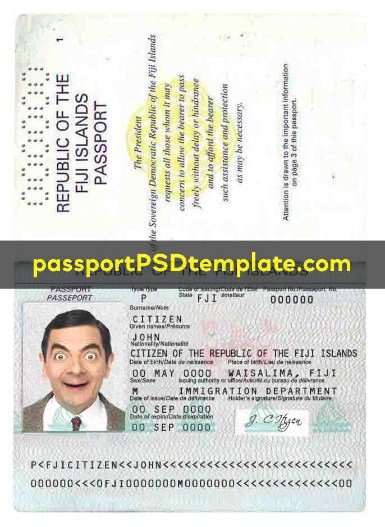 Fiji Passport Template PSD Photoshop Editable Drivers License Fake ID Card Maker PayPal Bitcoin