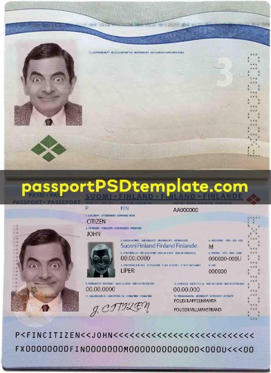 Finland Passport Template PSD Photoshop Editable Drivers License Fake ID Card Maker PayPal Bitcoin