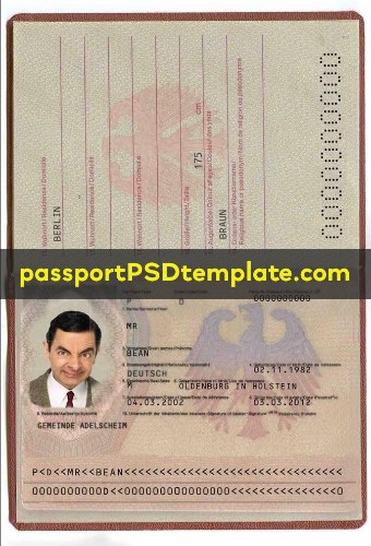Germany Passport Template PSD Photoshop Editable Drivers License Fake ID Card Maker PayPal Bitcoin