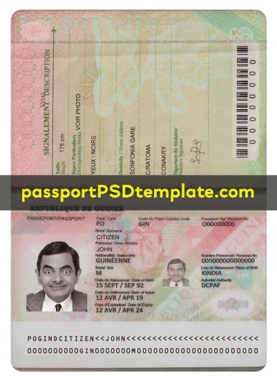 Guinea Bissau Passport Template PSD Photoshop Editable Drivers License Fake ID Card Maker PayPal Bitcoin