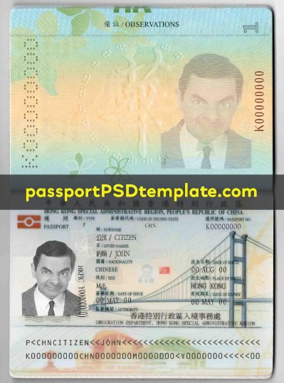 Hong kong Passport Template PSD Photoshop Editable Drivers License Fake ID Card Maker PayPal Bitcoin