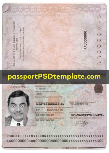 Hungary Passport Template PSD Photoshop Editable Drivers License Fake ID Card Maker PayPal Bitcoin