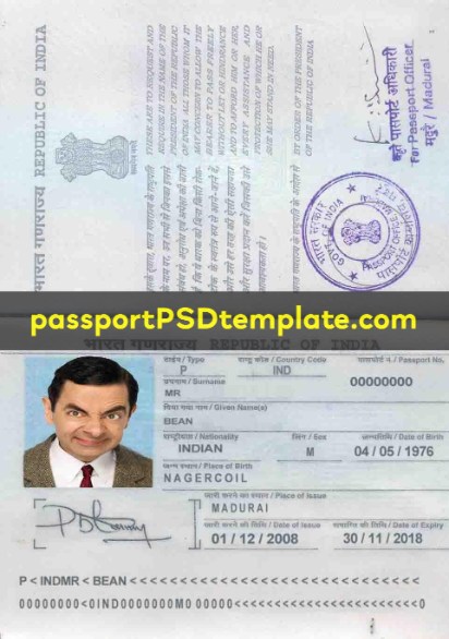 India Passport Template PSD Photoshop Editable Drivers License Fake ID Card Maker PayPal Bitcoin