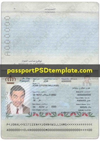 Jordan Passport Template PSD Photoshop Editable Drivers License Fake ID Card Maker PayPal Bitcoin_1