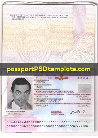Czech Republic Passport Template PSD Photoshop Editable Drivers License Fake ID Card Maker PayPal Bitcoin