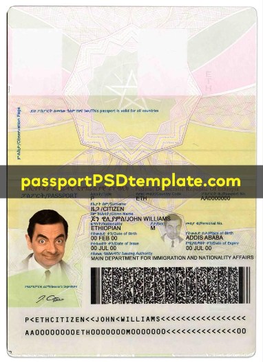 Ethiopia Passport Template PSD Photoshop Editable Drivers License Fake ID Card Maker PayPal Bitcoin