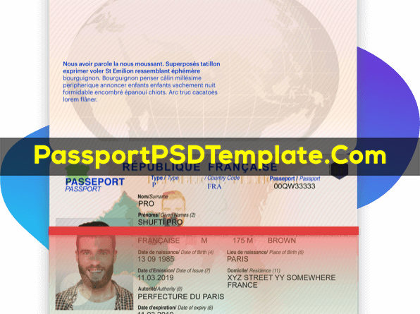 France Passport Template PSD Photoshop Editable Drivers License Fake ID Card Maker PayPal Bitcoin