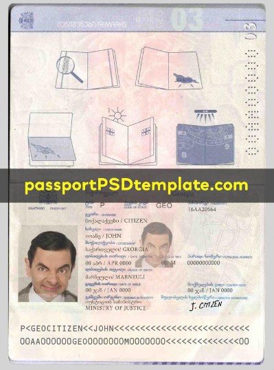 Georgia Passport Template PSD Photoshop Editable Drivers License Fake ID Card Maker PayPal Bitcoin