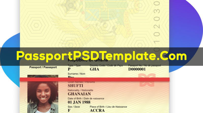Ghana Passport Template PSD Photoshop Editable Drivers License Fake ID Card Maker PayPal Bitcoin