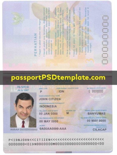 indonesia Passport Template PSD Photoshop Editable Drivers License Fake ID Card Maker PayPal Bitcoin