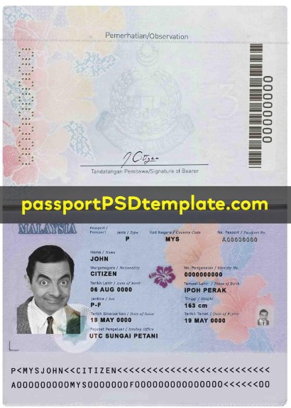 malaysia Passport Template PSD Photoshop Editable Drivers License Fake ID Card Maker PayPal Bitcoin
