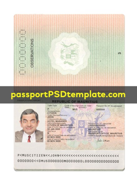 mauritius Passport Template PSD Photoshop Editable Drivers License Fake ID Card Maker PayPal Bitcoin
