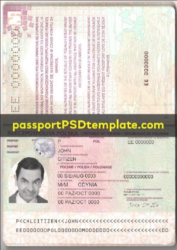 poland Passport Template PSD Photoshop Editable Drivers License Fake ID Card Maker PayPal Bitcoin