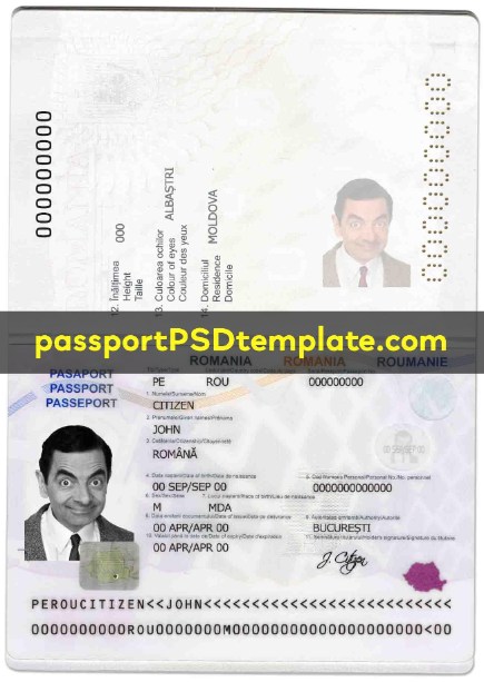romania Passport Template PSD Photoshop Editable Drivers License Fake ID Card Maker PayPal Bitcoin