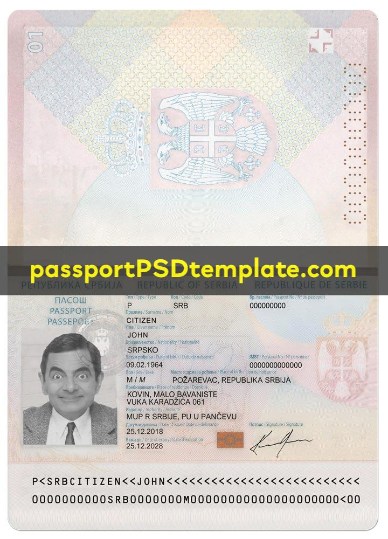 serbia Passport Template PSD Photoshop Editable Drivers License Fake ID Card Maker PayPal Bitcoin