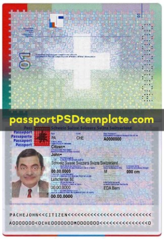 switzerland Passport Template PSD Photoshop Editable Drivers License Fake ID Card Maker PayPal Bitcoin