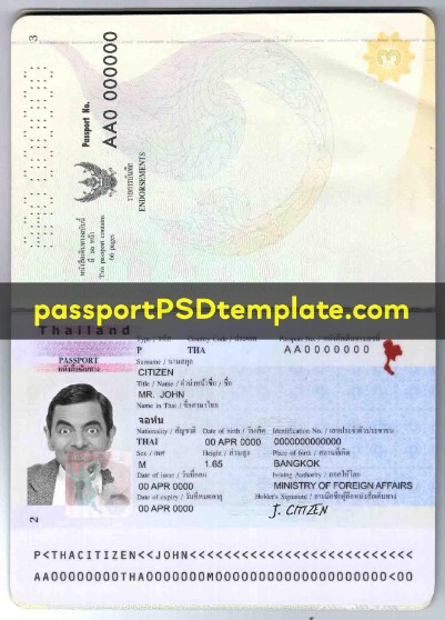 thailand Passport Template PSD Photoshop Editable Drivers License Fake ID Card Maker PayPal Bitcoin