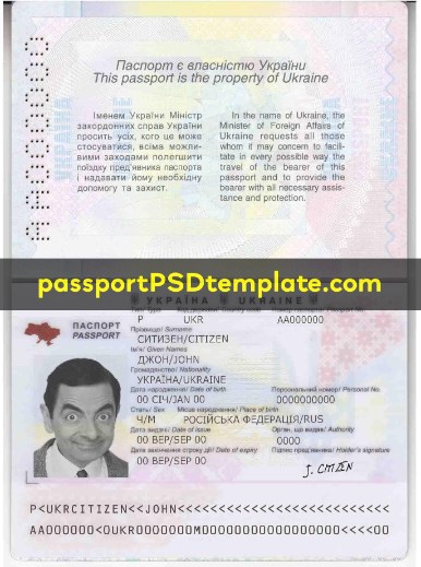 ukraine Passport Template PSD Photoshop Editable Drivers License Fake ID Card Maker PayPal Bitcoin